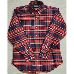 Polo Ralph Lauren Plaid Button Down Shirt Men's Large Red Navy Green Classic Fit